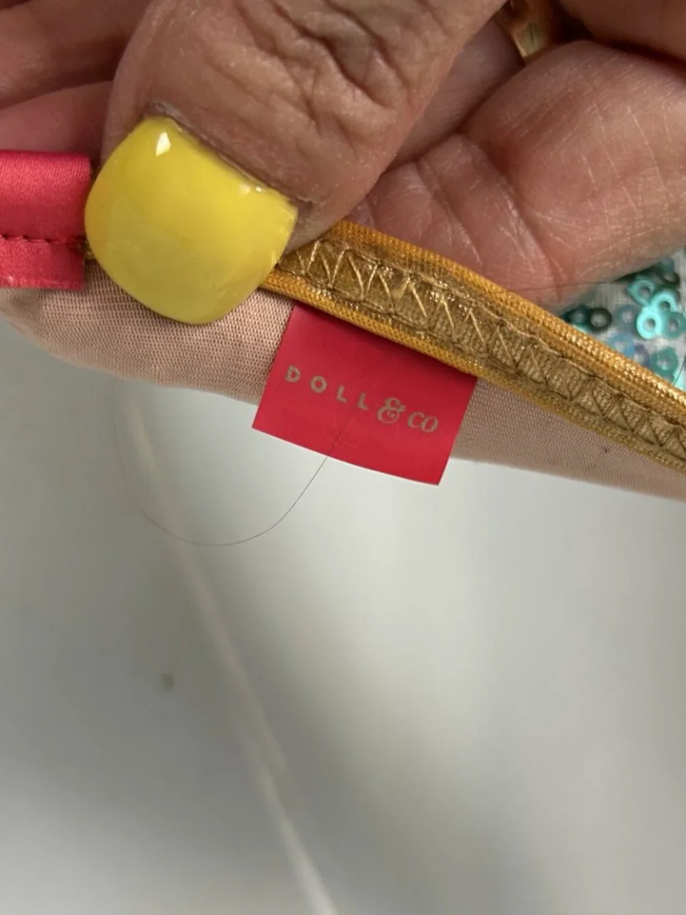 Doll & Co Sequin Mermaid String Bikini Aqua Gold S